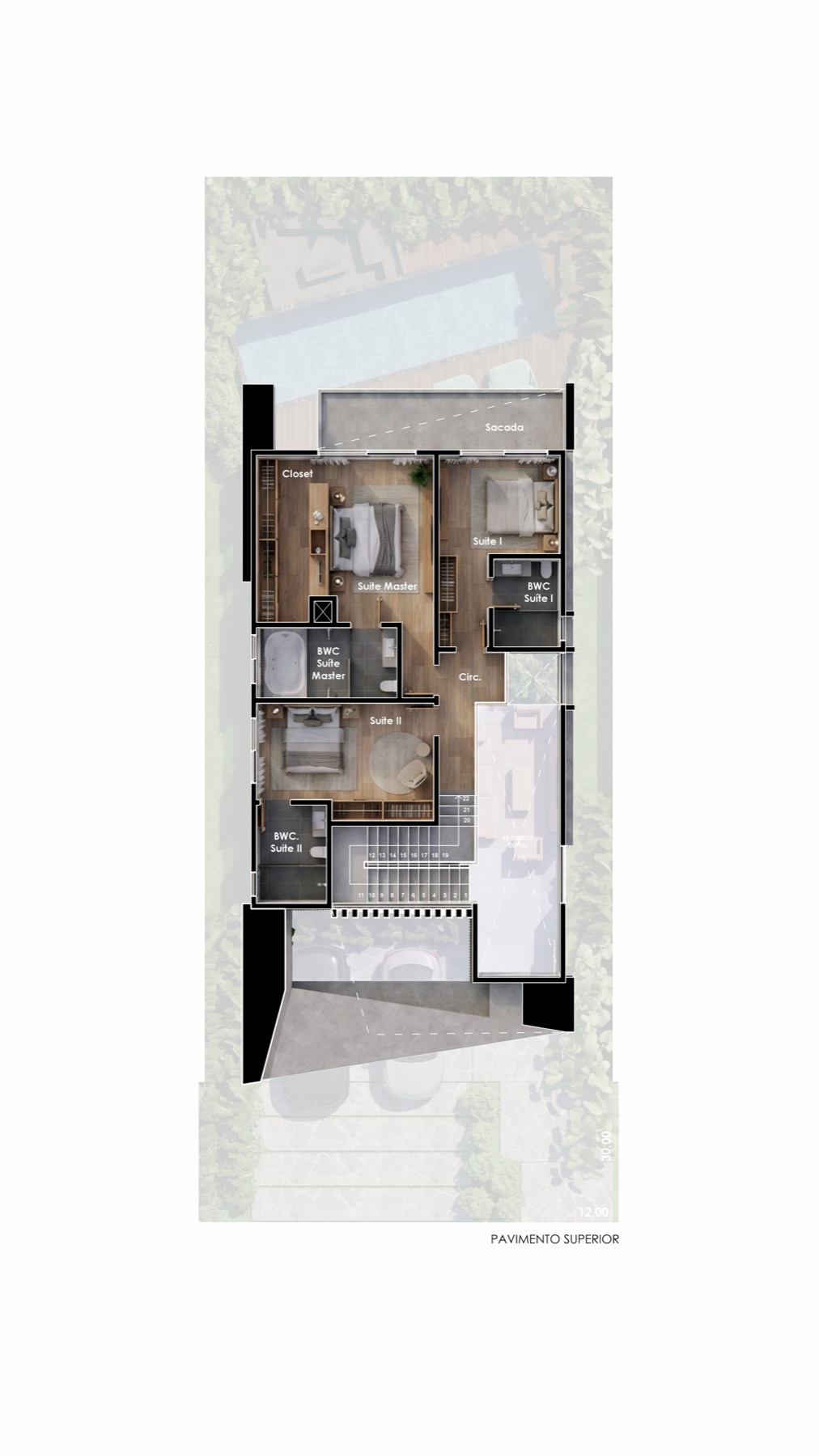 Casa Hexagon · pavimento superior