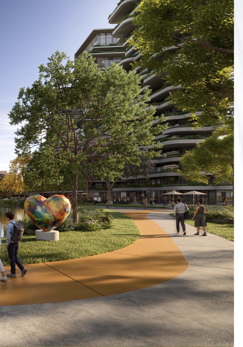 Parque Viva Arte, fase 3: lago, caminhos e esculturas. Imagem ilustrativa do material oficial
