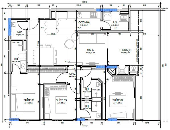 Planta 3 Suítes + Terraço · Ventura 505