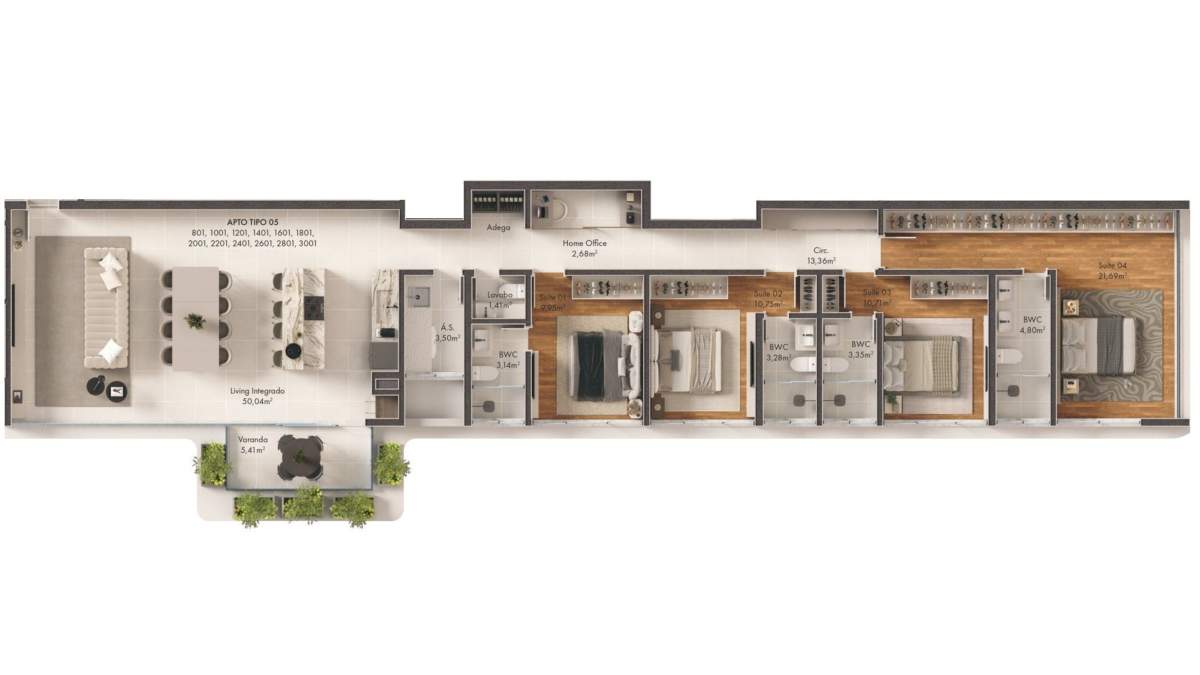 Planta 4 Suítes + Sacada · Vision 2201 B