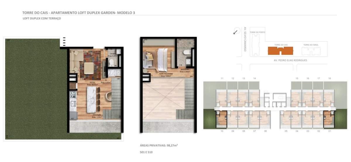 Planta Loft duplex + Terraço · Veleiros 510 T2