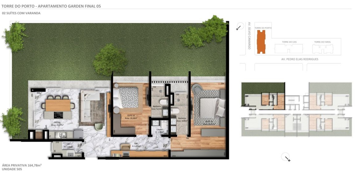 Planta 2 Suítes + Terraço · Veleiros 505 T1