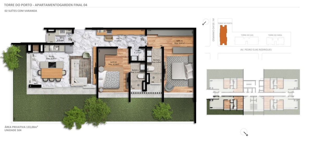 Planta 2 Suítes + Terraço · Veleiros 504 T1