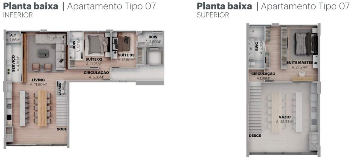 Planta 3 Suítes · Vista Jardins 809