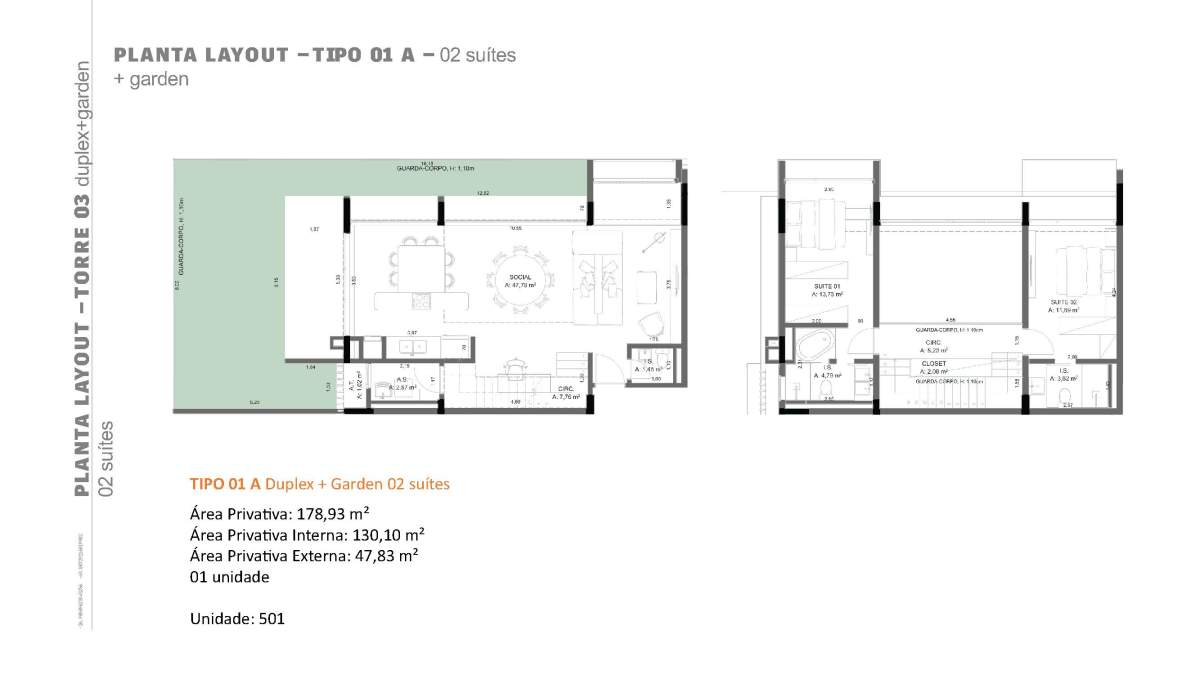 Planta 2 Suítes duplex + Terraço · Veleiros 501 T3