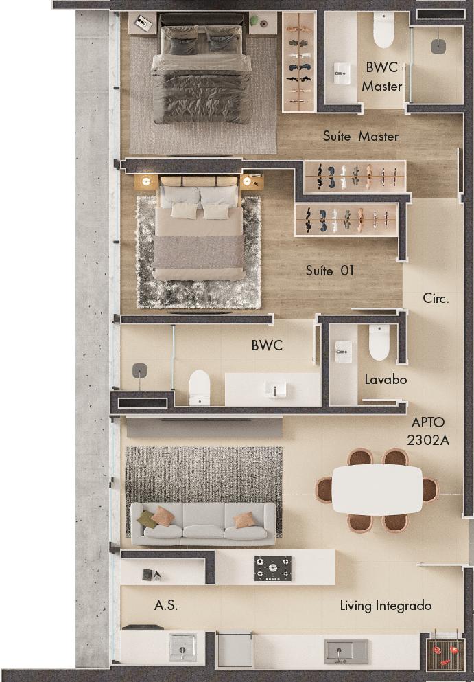 Planta 2 Suítes · Vitta 27 902A