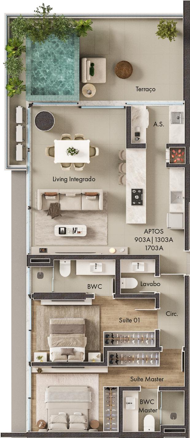Planta 2 Suítes + Piscina · Vitta 27 903A