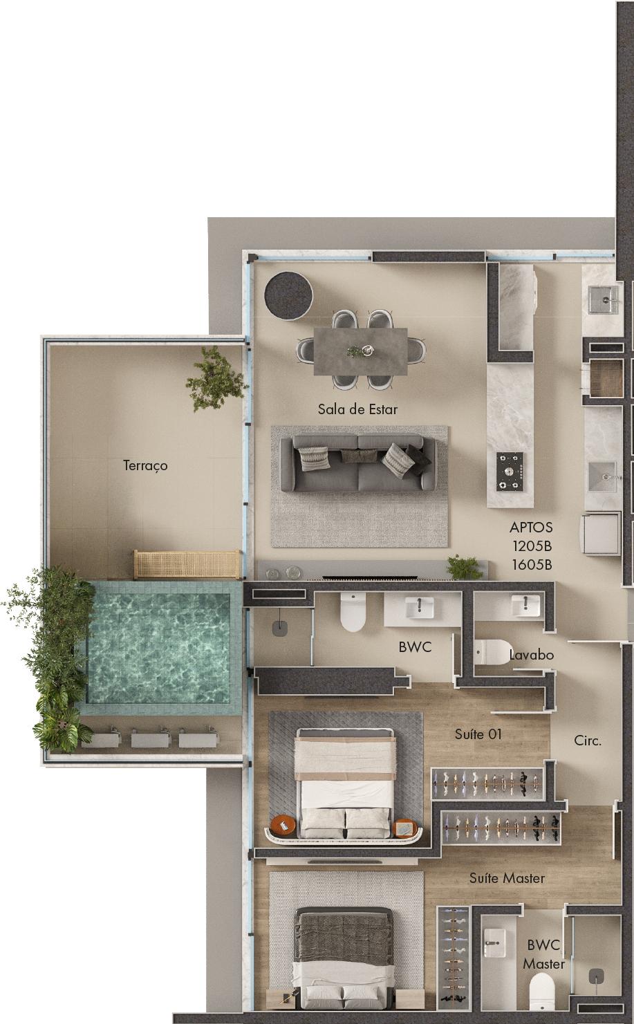 Planta 2 Suítes + Piscina · Vitta 27 2005B
