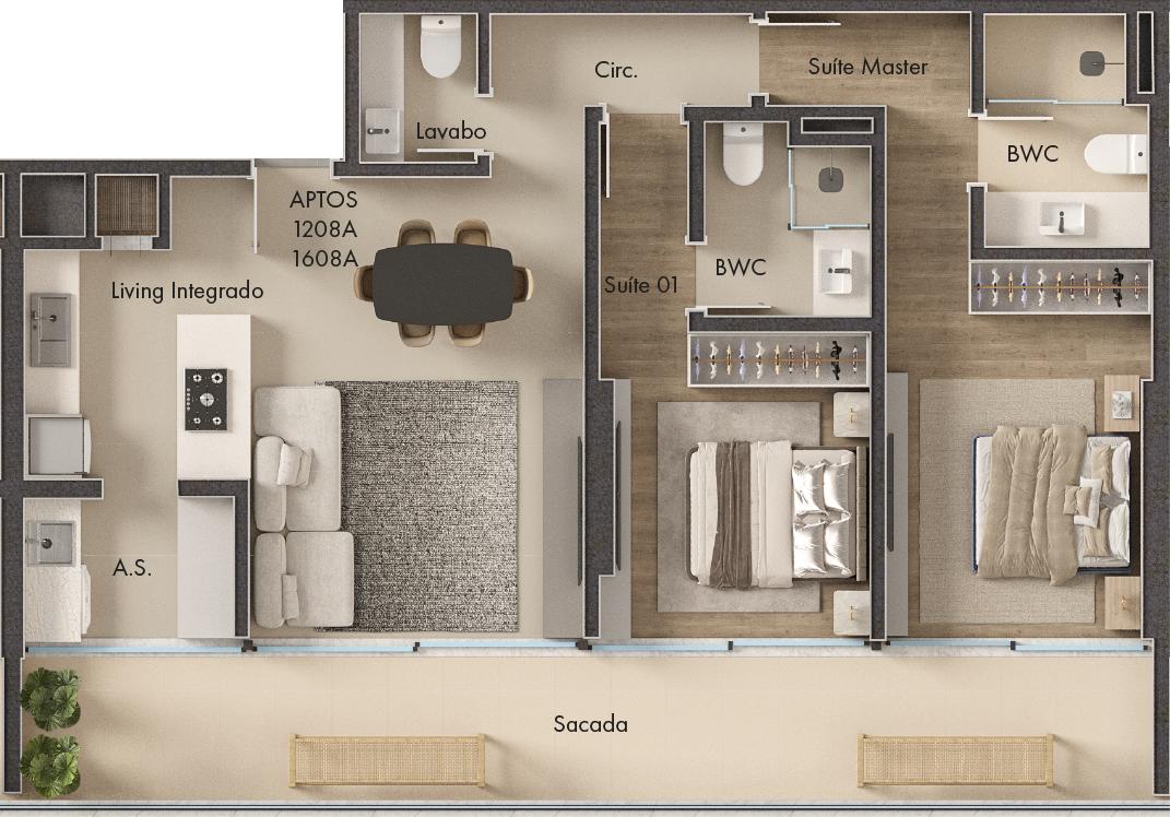 Planta 2 Suítes + Sacada · Vitta 27 1908A